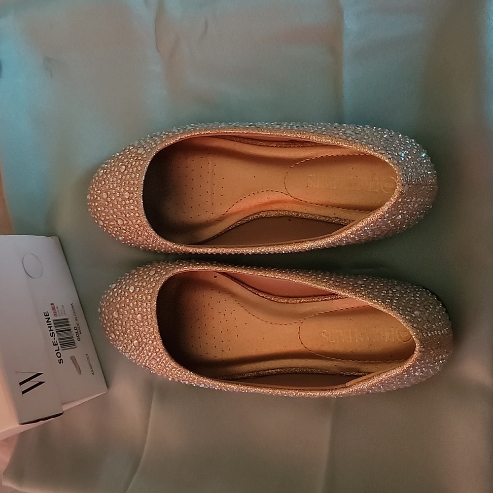 Gold flats womens shoe size 8 and 8.5